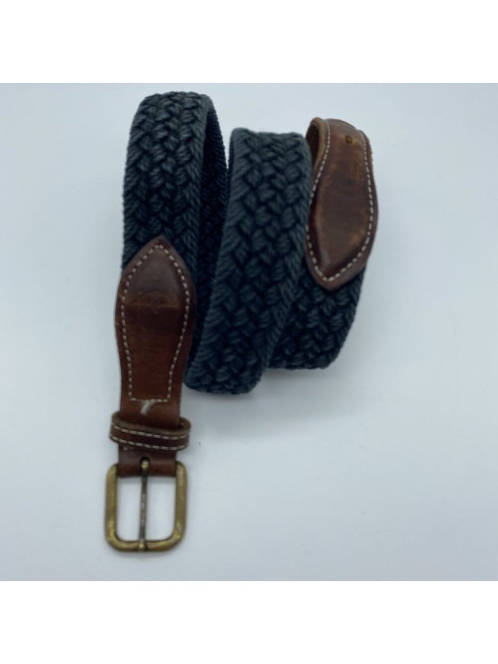 Dockers Black Woven Cotton Canvas Belt Men’s Size 32 Leather Tabs Style 2321